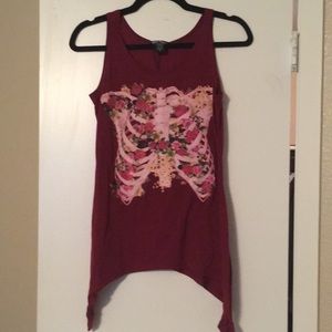Burgundy skeleton tank top
